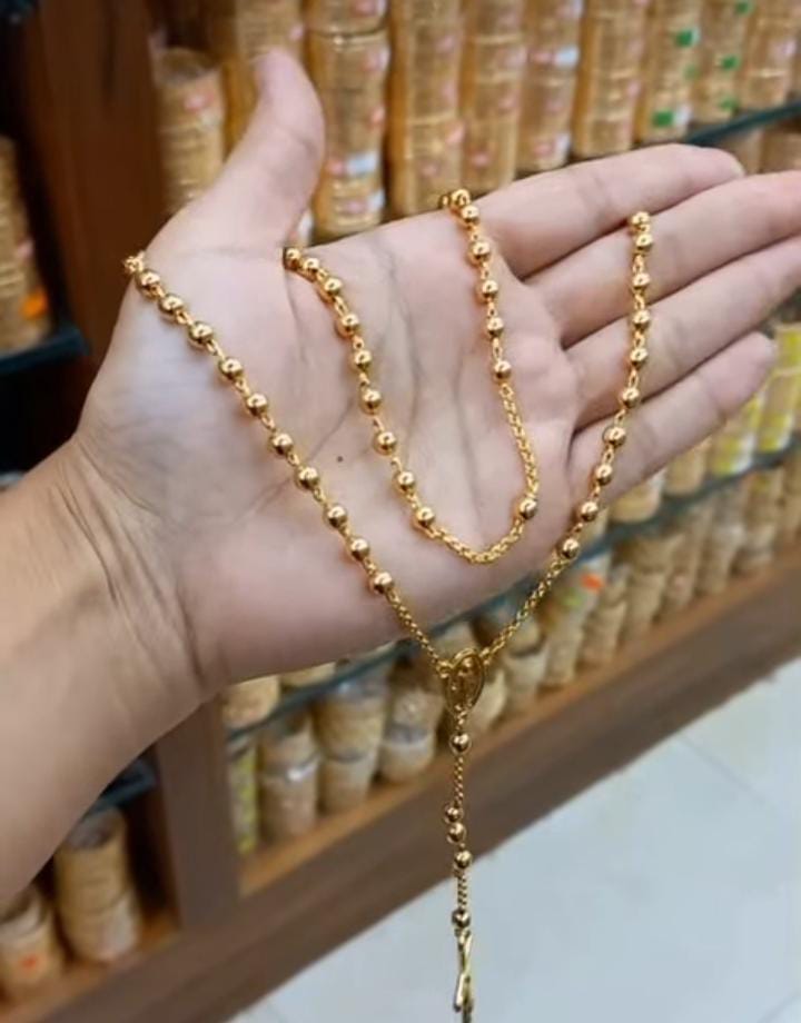 Premium gold plated beautiful  round beads rosary Kontha mala Code: NL0253 Jewel byjuwaan