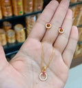 Daily Wear Premium AD Stone Pendant with Chain & Earstuds Code :NL0258 Jewel byjuwaan