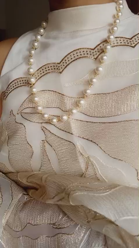 Fabulous One layer round metallic white pearl neck piece 
Code : Pearl1W