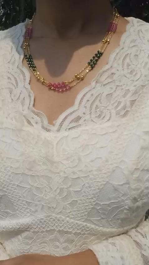 3 layer  multi colour crystal neck piece
Code : MULTI3