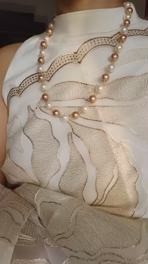 Fabulous One layer round metallic pearl neck piece 
Code : Pearl1C