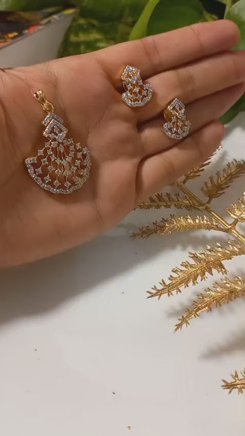 American Dimond Pendent with Chain & Earstuds
Code :AD11