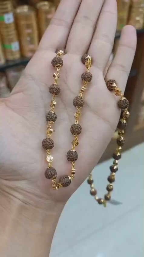 24 Inch Length premium gold plated rudraksha neck piece 
Code :PMR24