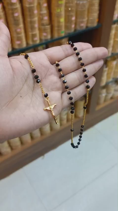 Premium gold plated beautiful rosary black crystal
Kontha mala  Code: NL54