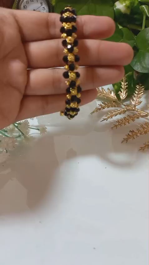 Beautiful black crystal Lock Bangle Code : LBB