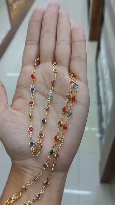 Premium gold plated  daily wear navaratna anklet

Code : AnkN1