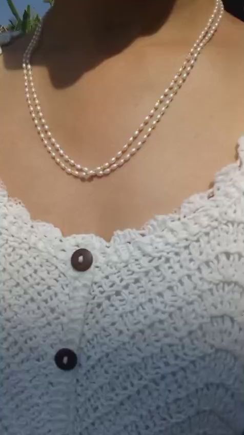 Beautiful rice pearl 2 layered necklace