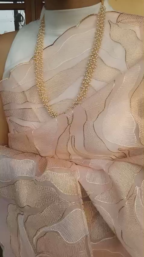Turkish organza feel giving soft fabric Saree with beautiful embroidery work 

Code : TOPE