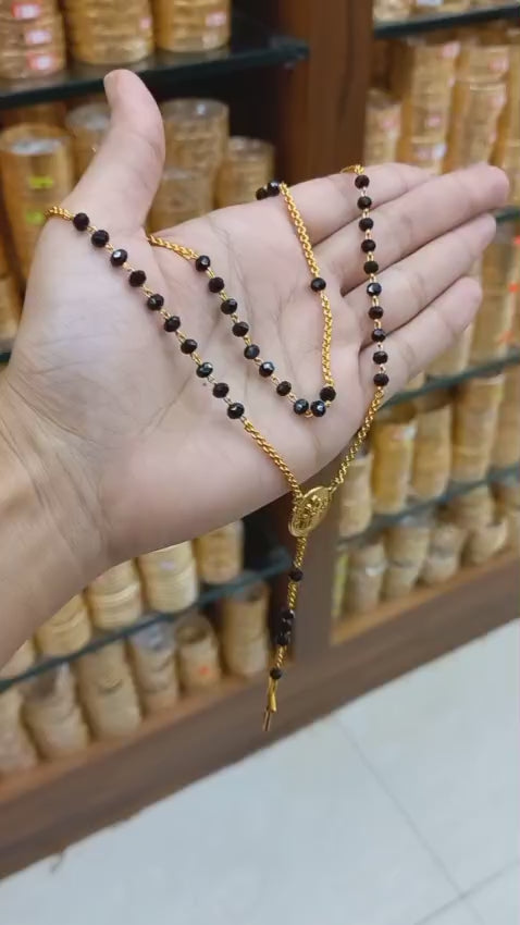 Premium gold plated beautiful rosary black crystal
Kontha mala  Code: NL54