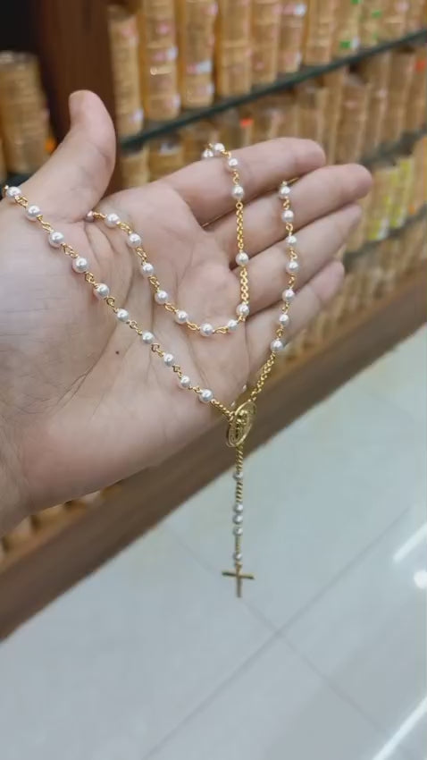 Premium gold plated beautiful pearl rosary 
Kontha mala  Code: NL34