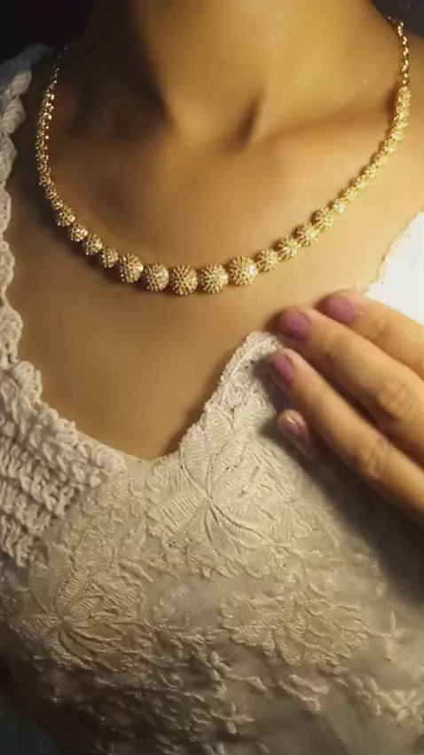 Premium gold plated American Dimond Neckpiece with earings Code : ADN1