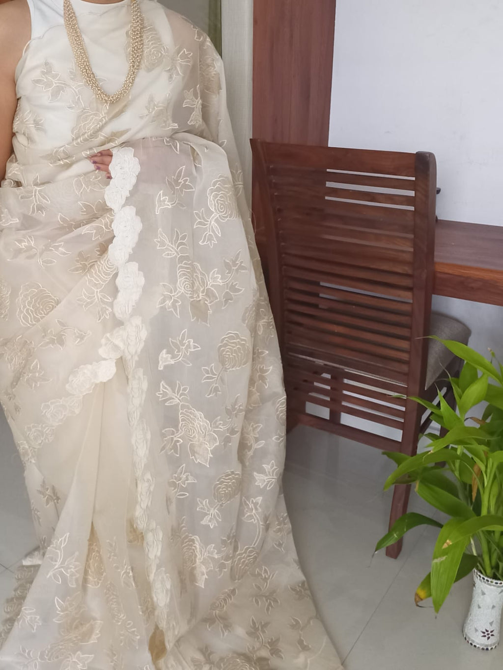 Beautiful applique work on soft Organza Sarees Organza