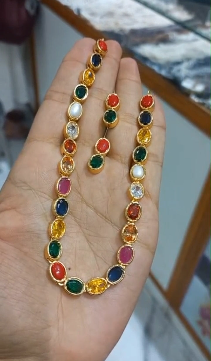 Premium plated Navaratna neck piece with earings

Code : NavaPS1 Jewel byjuwaan