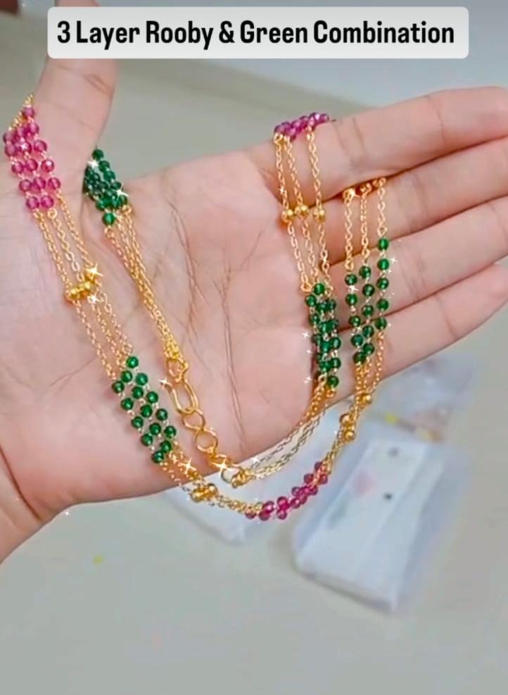3 Layer Rooby & Green combinatin neck piece 
Code - RG3 Jewel byjuwaan