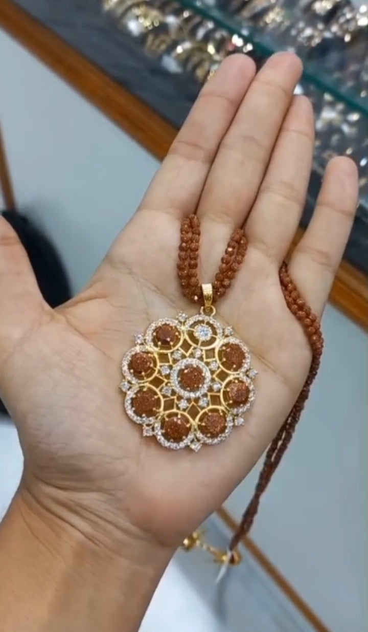 2 Layer sandstone Neck piece with pendant 24 Inch Length 
Code : NL67 Jewel byjuwaan