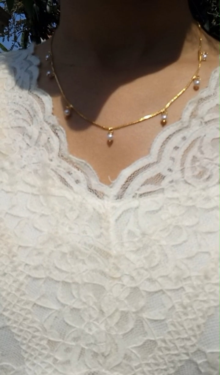 Beautiful plated chain with unique pearls design Code : PPC Pearl Jewellery